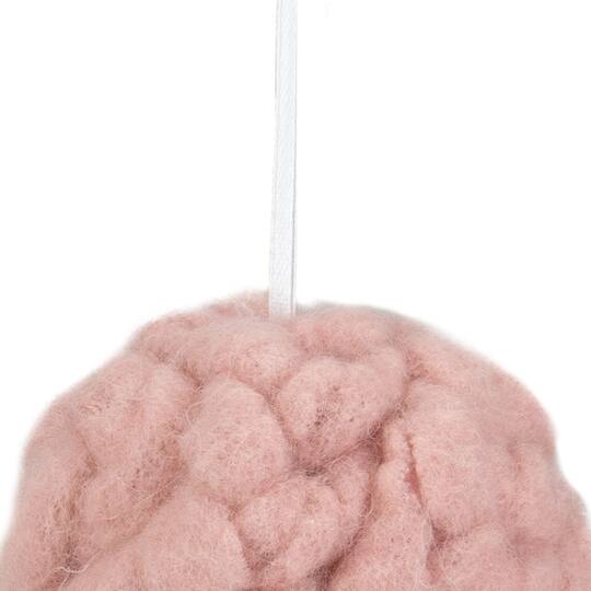 Pink Woven Yarn Ball Hanging Christmas Ornament